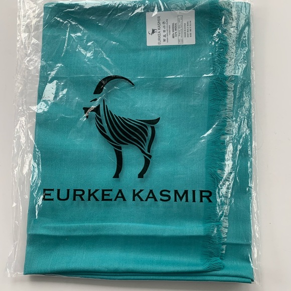 Eureka Kashmir Scarf Shawl Modal / Wool Mint Green Wrap Fringe 28 x 72 - Picture 6 of 6